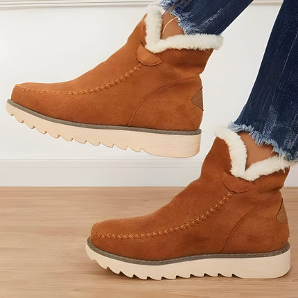 Women's Winter Ankle Boots with Cozy Fur Lining | Slip-On Style for Everyday Comfort