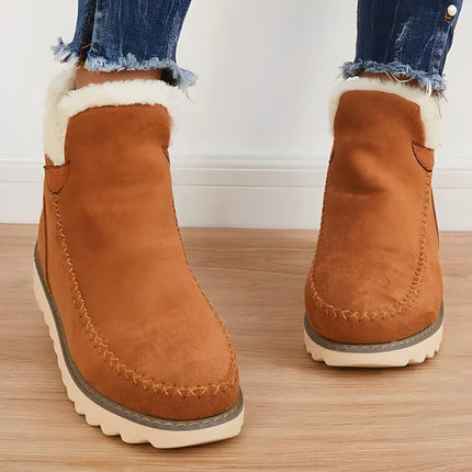 Women's Winter Ankle Boots with Cozy Fur Lining | Slip-On Style for Everyday Comfort