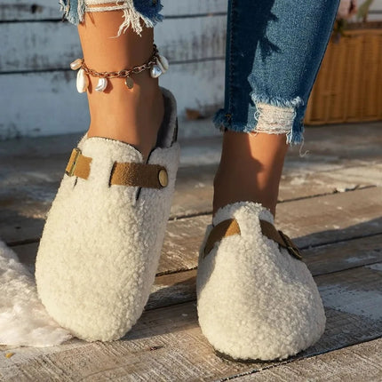 Women's Sheepskin Winter Shoes with Non-Slip Sole | Cozy Slippers for Warmth and Comfort