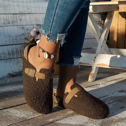 Women's Sheepskin Winter Shoes with Non-Slip Sole | Cozy Slippers for Warmth and Comfort