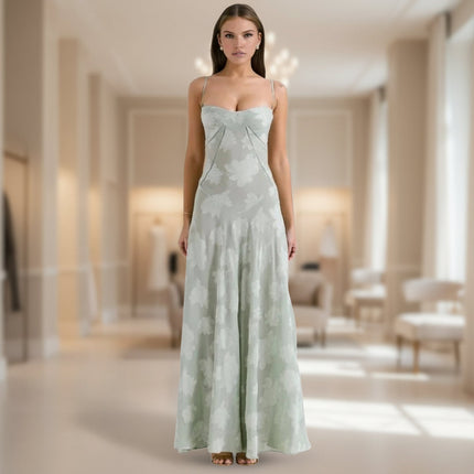 Flowy Midi Dress for Women with Adjustable Back | Elegant Evening Party Dress for Weddings and Events