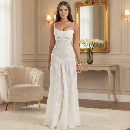 Flowy Midi Dress for Women with Adjustable Back | Elegant Evening Party Dress for Weddings and Events