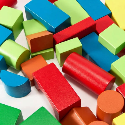 Wooden Building Blocks Set with Storage Bucket for Creative Open-Ended Play and Early Learning