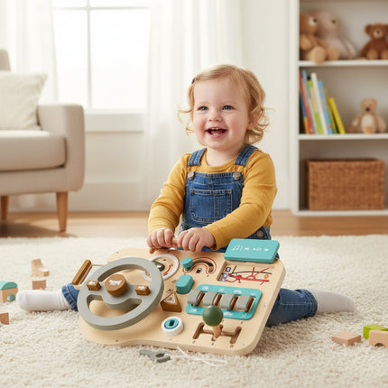Wooden Steering Wheel Toy for Toddlers with Smooth Finish | Imaginative Play for Motor Skills and Creativity