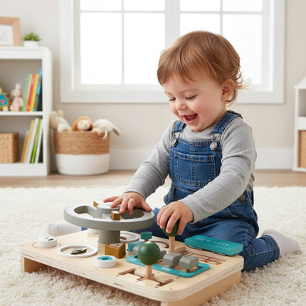 Wooden Steering Wheel Toy for Toddlers with Smooth Finish | Imaginative Play for Motor Skills and Creativity