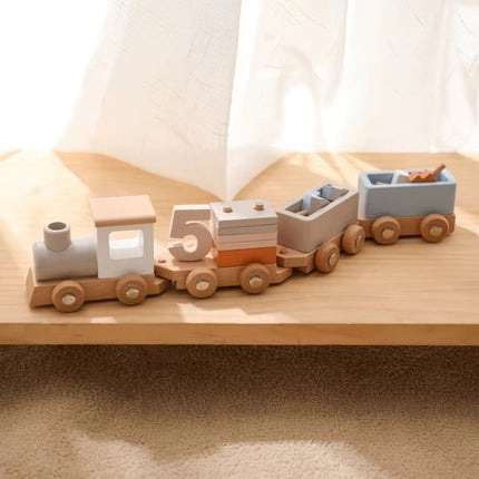 Wooden Train Set with Eco-Friendly Material | Interactive Learning Toy for Fine Motor Skills Development