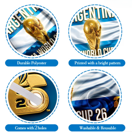 Argentina Flag Soccer Banner for Outdoor Display | Perfect for World Cup Events and Team Pride