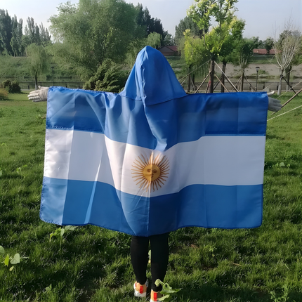 Argentina Flag Hooded Cape for Fans | Lightweight 3 x 5 ft Design for Game Days and Celebrations