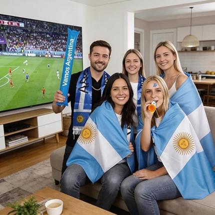 Argentina Flag Soccer Fan Kit with Thunder Sticks & Cheering Horn | Ultimate Support for World Cup Game Days