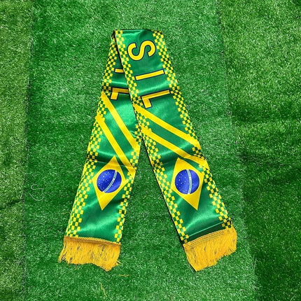Brazil Flag Football Scarf with Fringed Edges | Double-Sided Supporter Scarf for Match Day and Fan Events