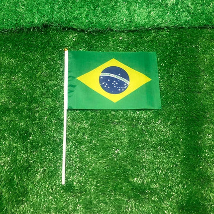 Brazil Flag Mini Hand Waving Flag for World Cup Celebrations | Lightweight Party Decoration Available in Sets of 10, 20, or 50