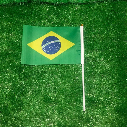 Brazil Flag Mini Hand Waving Flag for World Cup Celebrations | Lightweight Party Decoration Available in Sets of 10, 20, or 50
