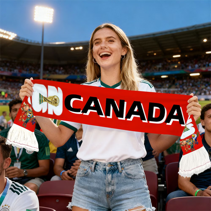 Canada Flag Soccer Fan Scarf with Soft Feel | Lightweight Supporter Accessory for World Cup Events