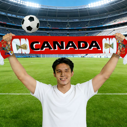 Canada Flag Soccer Fan Scarf with Soft Feel | Lightweight Supporter Accessory for World Cup Events
