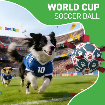 Interactive Dog Soccer Ball Toy with Dual Rope Handles | Durable Fetch Toy for Outdoor Play and Exercise