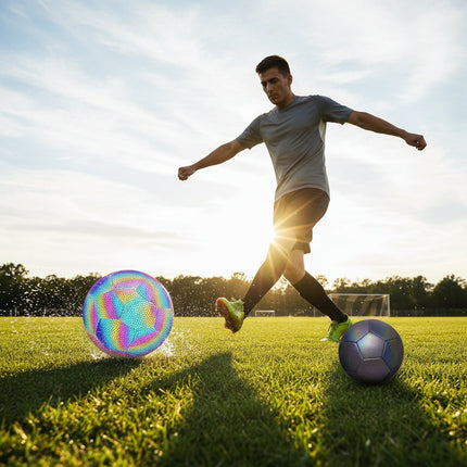 Reflective Size 5 Soccer Ball for Training with High-Visibility Surface | Durable Design for Low-Light Play