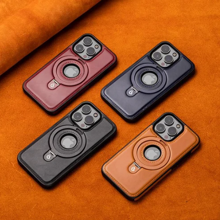 iPhone Cases, iPhone 15 Case with Stand, Magnetic Faux Leather Phone Case for iPhone 12 13 14 and 15 Series