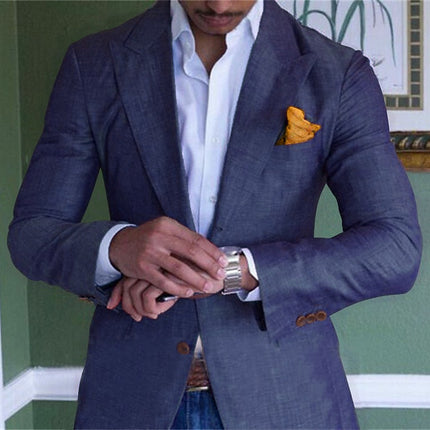 Mens Blazer, Cotton Linen Blazer for Men with Two Buttons – image 5
